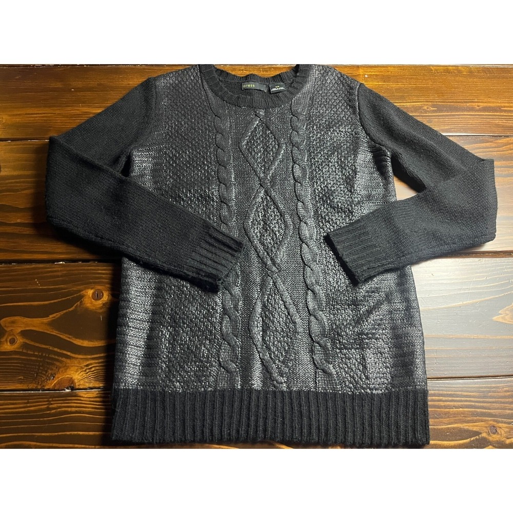 Press Sweater, Women's Size Small, Black, Pullover, Round Neck